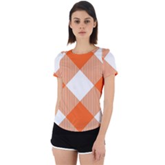 Orange and white diagonal plaids Back Cut Out Sport Tee