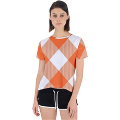 Orange and white diagonal plaids Open Back Sport Tee