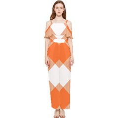 Orange and white diagonal plaids Draped Sleeveless Chiffon Jumpsuit