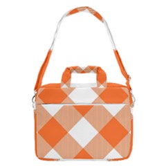 Orange and white diagonal plaids MacBook Pro 16  Shoulder Laptop Bag