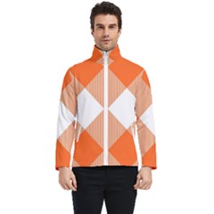 Orange and white diagonal plaids Men s Bomber Jacket