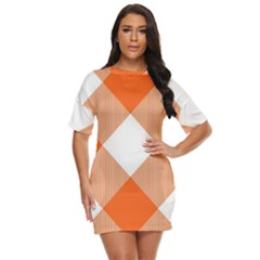 Orange and white diagonal plaids Just Threw It On Dress