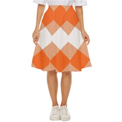 Orange and white diagonal plaids Classic Short Skirt