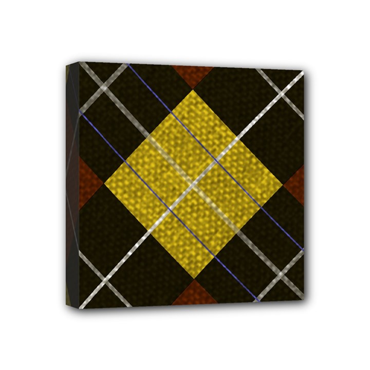 Modern Yellow golden Plaid Mini Canvas 4  x 4  (Stretched)