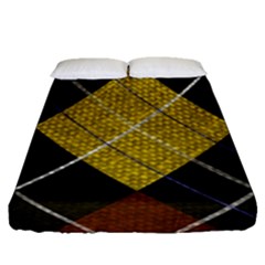 Modern Yellow Golden Plaid Fitted Sheet (queen Size) by ConteMonfrey