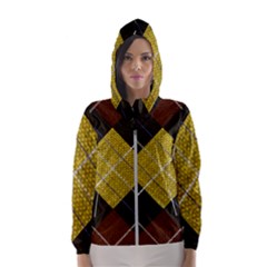 Modern Yellow Golden Plaid Women s Hooded Windbreaker by ConteMonfrey