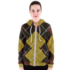 Modern Yellow Golden Plaid Women s Zipper Hoodie by ConteMonfrey