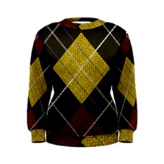 Modern Yellow Golden Plaid Women s Sweatshirt by ConteMonfrey