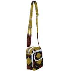 Modern Yellow Golden Plaid Shoulder Strap Belt Bag by ConteMonfrey