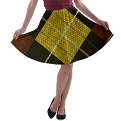 Modern Yellow Golden Plaid A-line Skater Skirt by ConteMonfrey