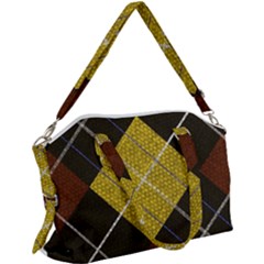 Modern Yellow Golden Plaid Canvas Crossbody Bag by ConteMonfrey