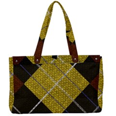 Modern Yellow Golden Plaid Canvas Work Bag by ConteMonfrey