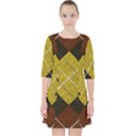 Modern Yellow golden Plaid Quarter Sleeve Pocket Dress View1