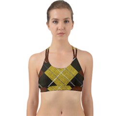 Modern Yellow Golden Plaid Back Web Sports Bra by ConteMonfrey