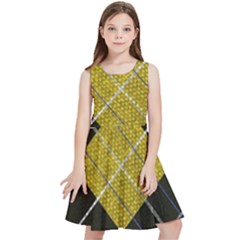 Modern Yellow Golden Plaid Kids  Skater Dress