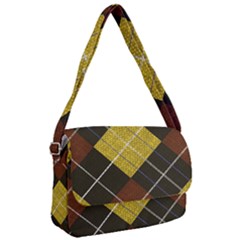 Modern Yellow Golden Plaid Courier Bag by ConteMonfrey