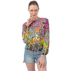 Flower Nature Garden Bloom Flora Banded Bottom Chiffon Top by Ravend