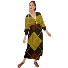 Modern Yellow Golden Plaid Grecian Style  Maxi Dress by ConteMonfrey