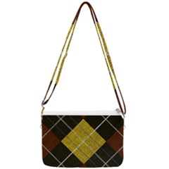 Modern Yellow Golden Plaid Double Gusset Crossbody Bag by ConteMonfrey