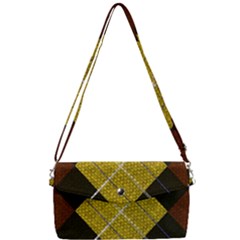 Modern Yellow Golden Plaid Removable Strap Clutch Bag by ConteMonfrey