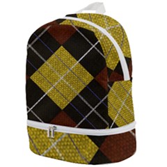 Modern Yellow Golden Plaid Zip Bottom Backpack by ConteMonfrey