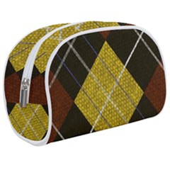 Modern Yellow Golden Plaid Make Up Case (medium) by ConteMonfrey