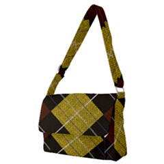 Modern Yellow Golden Plaid Full Print Messenger Bag (m) by ConteMonfrey