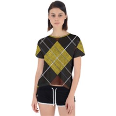 Modern Yellow Golden Plaid Open Back Sport Tee by ConteMonfrey