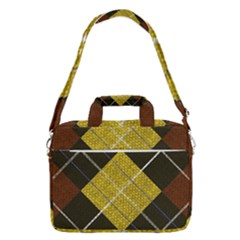 Modern Yellow Golden Plaid Macbook Pro 16  Shoulder Laptop Bag by ConteMonfrey