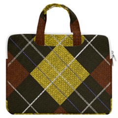 Modern Yellow Golden Plaid Macbook Pro 16  Double Pocket Laptop Bag  by ConteMonfrey