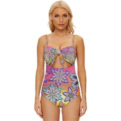 Flower Nature Garden Bloom Flora Knot Front One-piece Swimsuit by Ravend