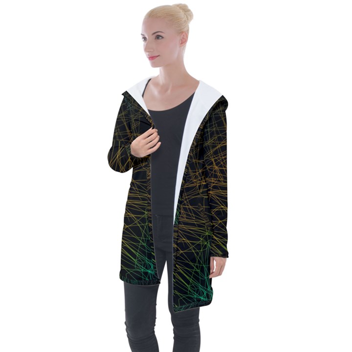 Background Pattern Texture Design Longline Hooded Cardigan