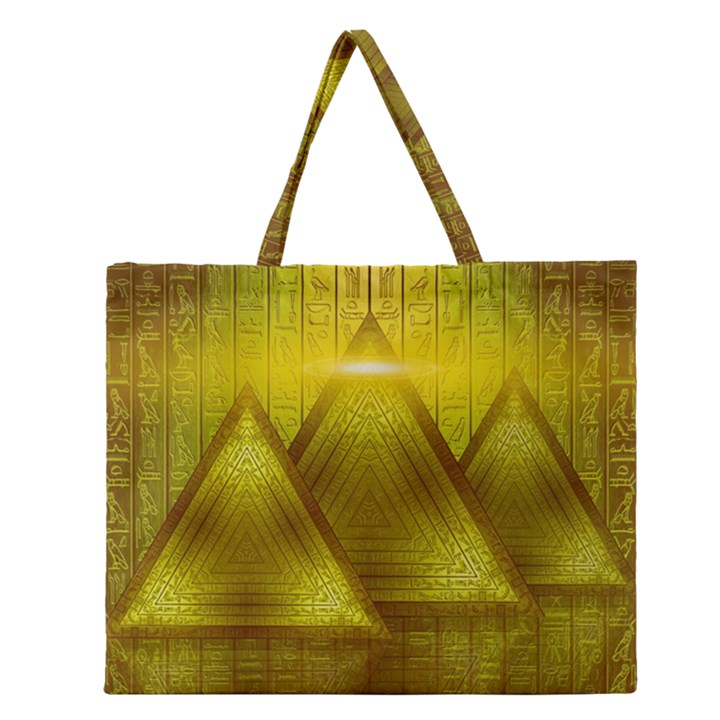 Hieroglyphic Egypt Egyptian Zipper Large Tote Bag