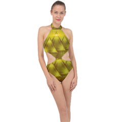 Hieroglyphic Egypt Egyptian Halter Side Cut Swimsuit by Ravend