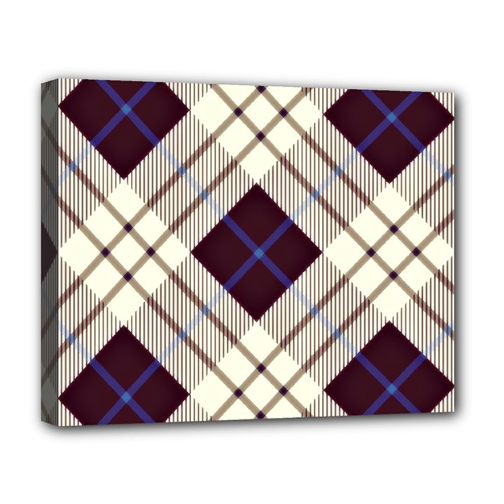 Blue, purple and white diagonal plaids Deluxe Canvas 20  x 16  (Stretched)