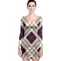 Blue, purple and white diagonal plaids Long Sleeve Bodycon Dress View1