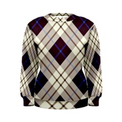 Blue, Purple And White Diagonal Plaids Women s Sweatshirt by ConteMonfrey