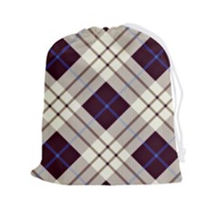 Blue, Purple And White Diagonal Plaids Drawstring Pouch (2xl) by ConteMonfrey