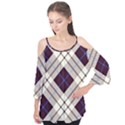 Blue, purple and white diagonal plaids Flutter Tees View1