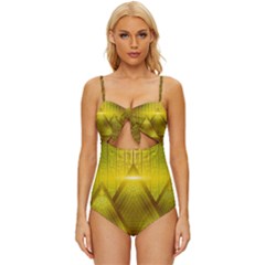 Hieroglyphic Egypt Egyptian Knot Front One-piece Swimsuit by Ravend