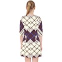 Blue, purple and white diagonal plaids Quarter Sleeve Pocket Dress View2