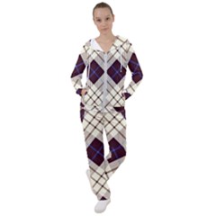 Blue, Purple And White Diagonal Plaids Women s Tracksuit by ConteMonfrey