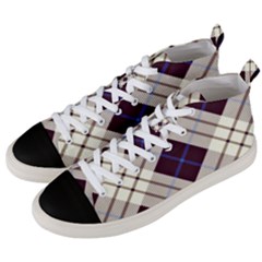 Blue, Purple And White Diagonal Plaids Men s Mid-top Canvas Sneakers by ConteMonfrey