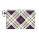 Blue, purple and white diagonal plaids Canvas Cosmetic Bag (Large) View1