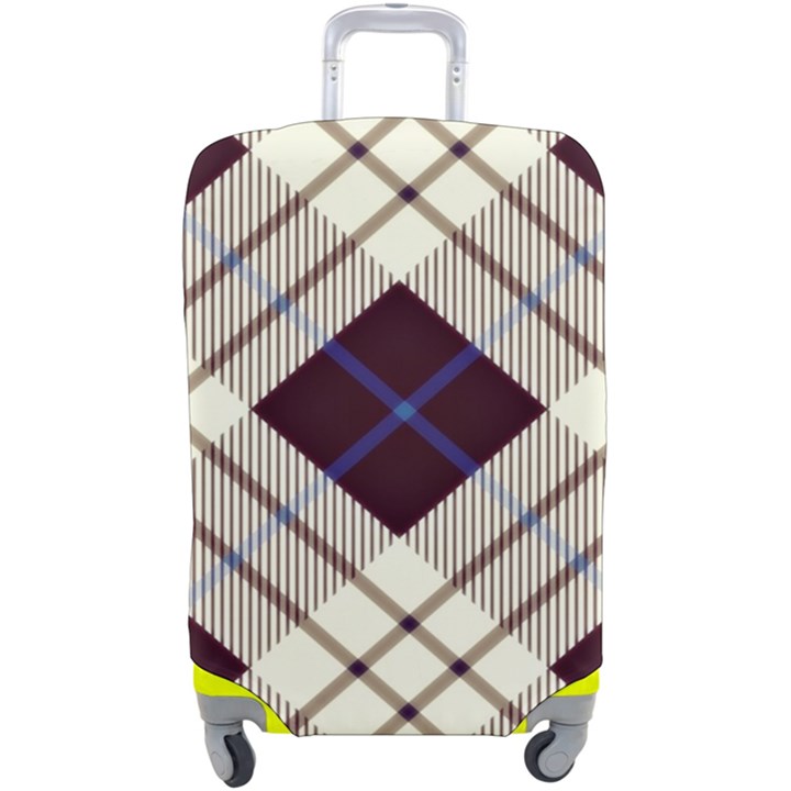 Blue, purple and white diagonal plaids Luggage Cover (Large)