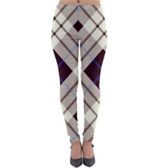 Blue, Purple And White Diagonal Plaids Lightweight Velour Leggings by ConteMonfrey