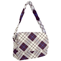 Blue, Purple And White Diagonal Plaids Courier Bag by ConteMonfrey