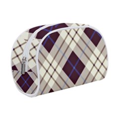 Blue, Purple And White Diagonal Plaids Make Up Case (small) by ConteMonfrey