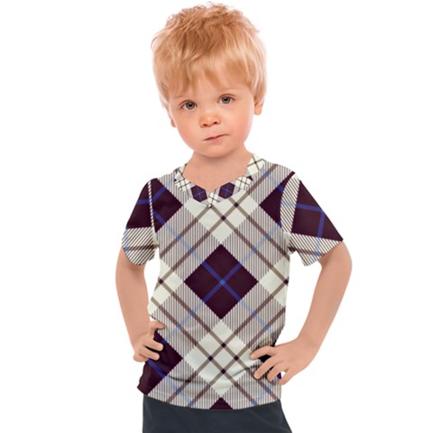 Blue, Purple And White Diagonal Plaids Kids  Sports Tee by ConteMonfrey