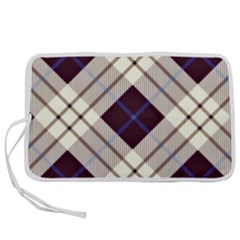 Blue, Purple And White Diagonal Plaids Pen Storage Case (l) by ConteMonfrey